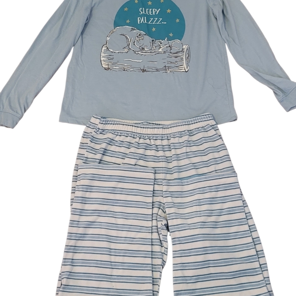 Wonder Nation Sleepy Pals Pajama Set - Light Blue and White
